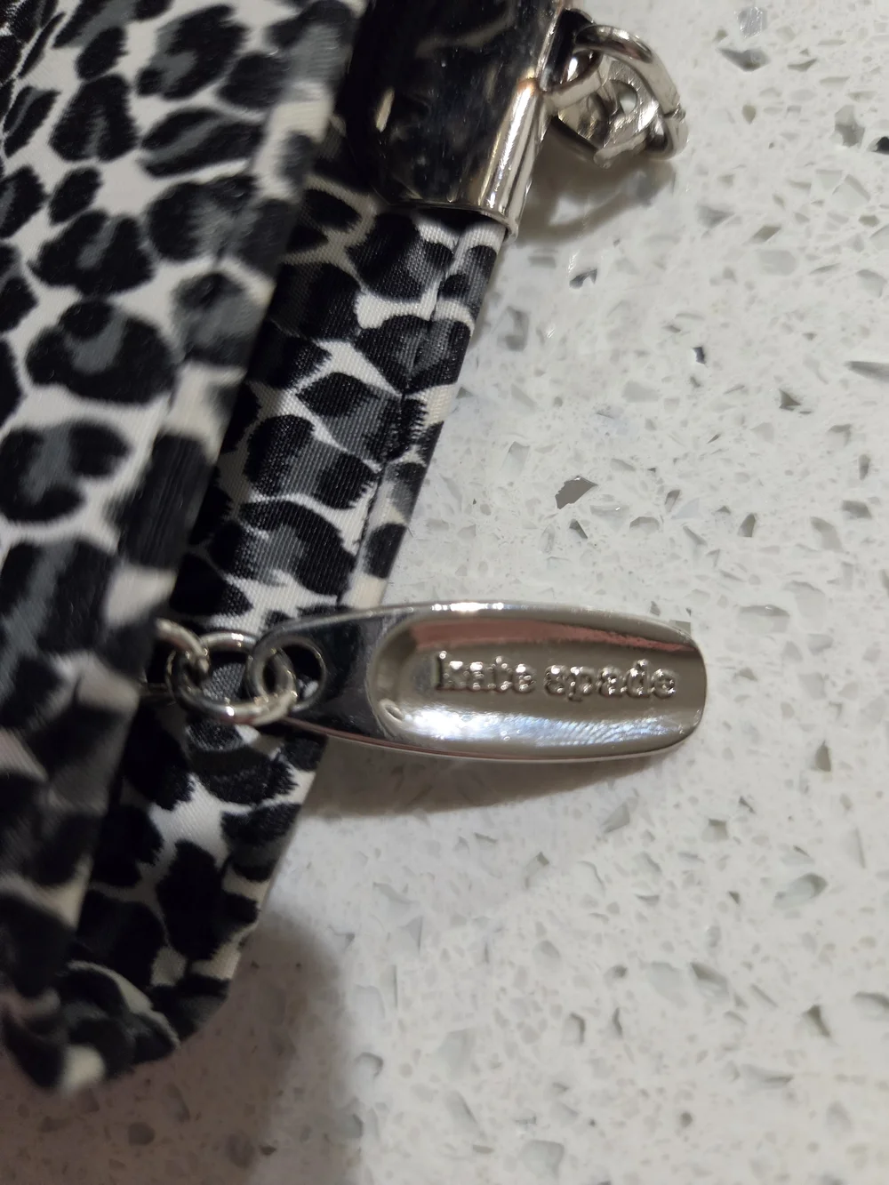 AMazing Kate Spade Black & White Leopard-Print Handbag With Metal Handles Y2K